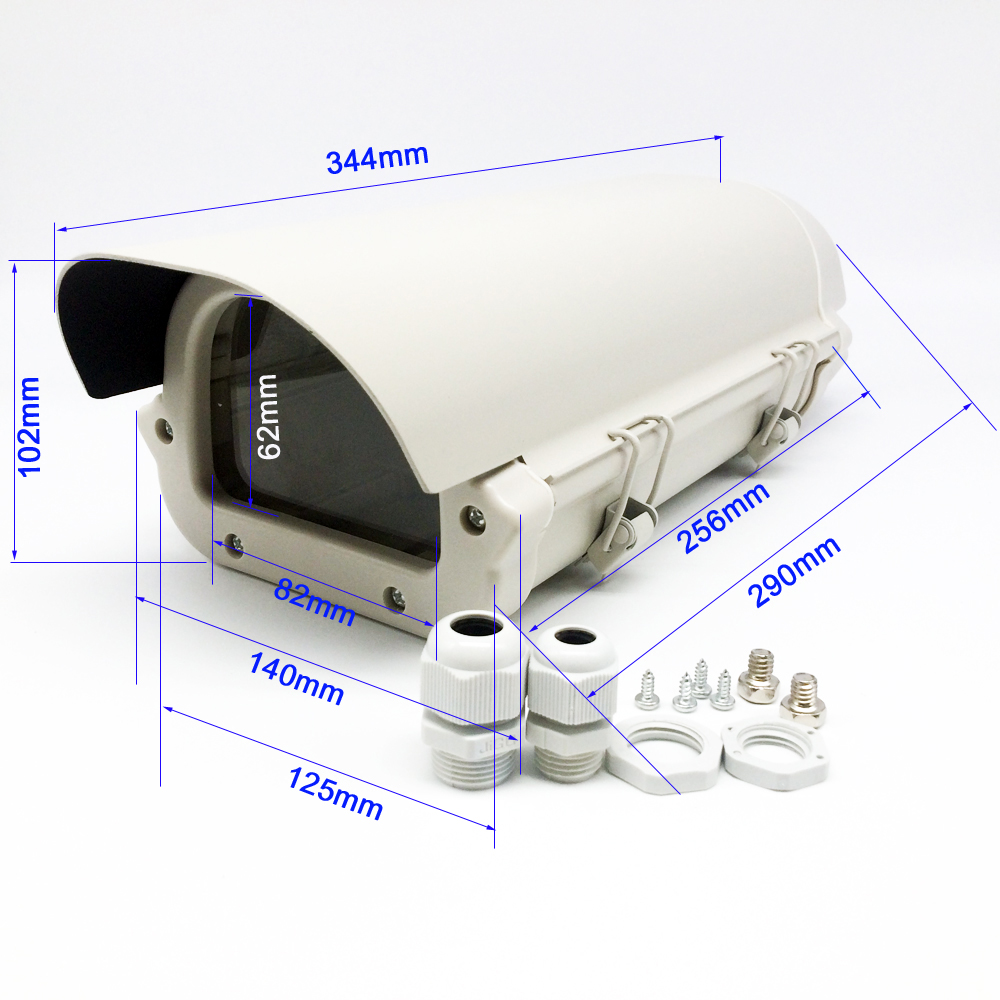 Cctv kamerahus udendørs dobbeltlås cctv tilbehør aluminium overvågning sikkerhed cctv kamerahus størrelse 256*125*102mm