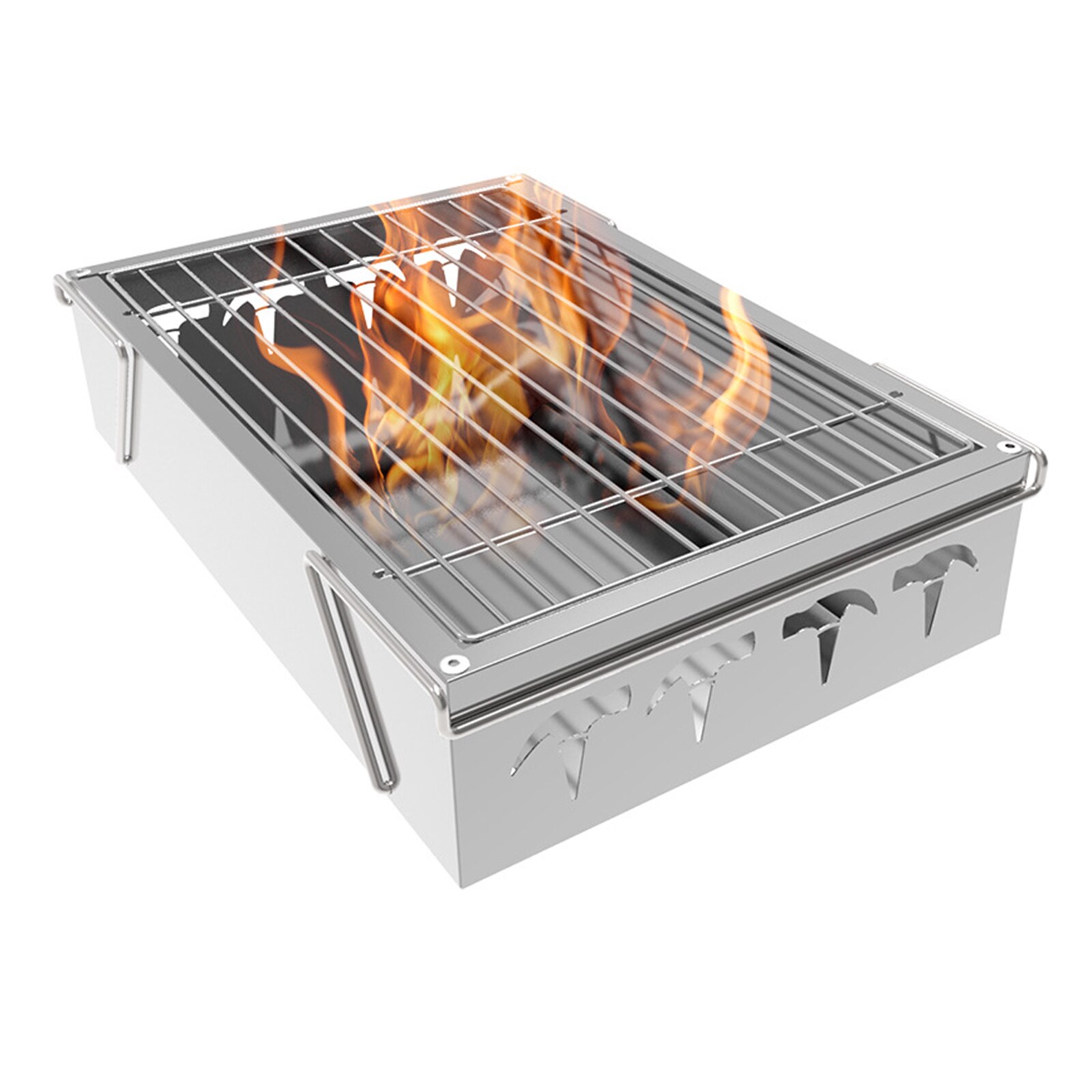 Draagbare Mini Bbq Houtskool Grill Vouwen Rvs Grill Voor Camping Outdoor Barbecue Roker Grill Outdoor Houtskool Grill