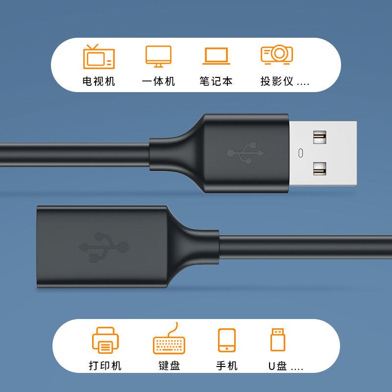 Kebiss USB Extension Cable USB Cable for Smart TV PS4 Xbox One SSD USB to Extender Data Cord Mini USB Extension Cable