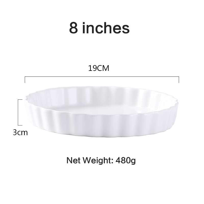 Plato de cerámica para hornear Pizza, 8 pulgadas, redondo, Occidental, cuenco para horno, grueso, resistente al calor, microondas, sartenes para Pizza