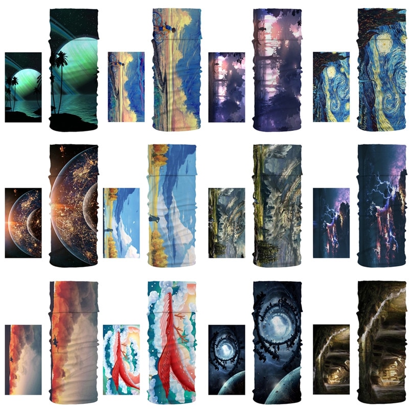 Imixlot Hiphop Stil Multifunktions Bandanas Wissenschaft Fiction Landschaft Gedruckt Stirnband Nahtlose Rohr Schal Unisex balaclava