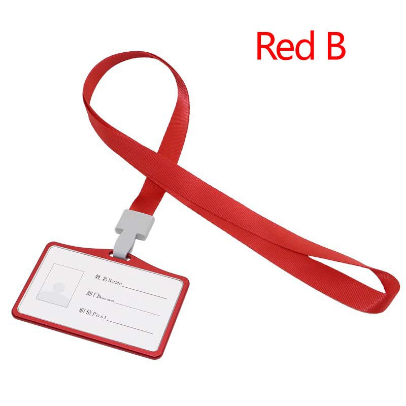 1Pc Aluminium Werk Naam Kaarthouders Visitekaartje Werk Card Id Badge Lanyard Houder Verticale Metalen Id Business case: Red B