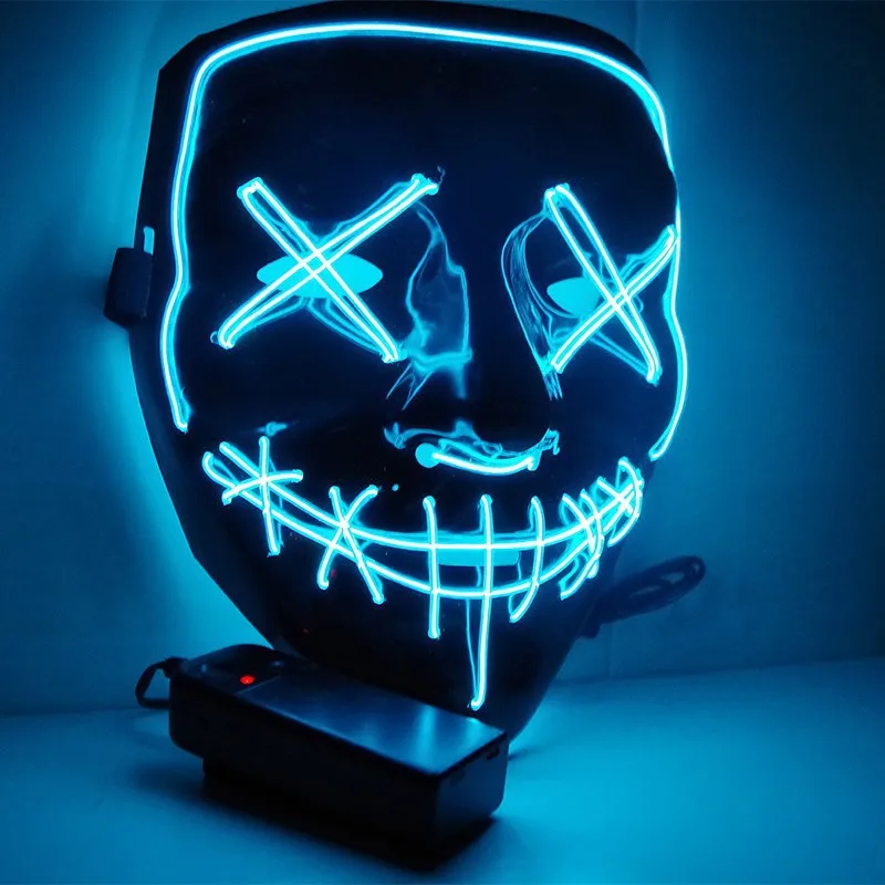 Halloween-fest led-lysende svart v-formet maske daglig kaldt lys halloween-skrekkmaske spøkelsesfestival spøkelsesdans lysende maske: Svart
