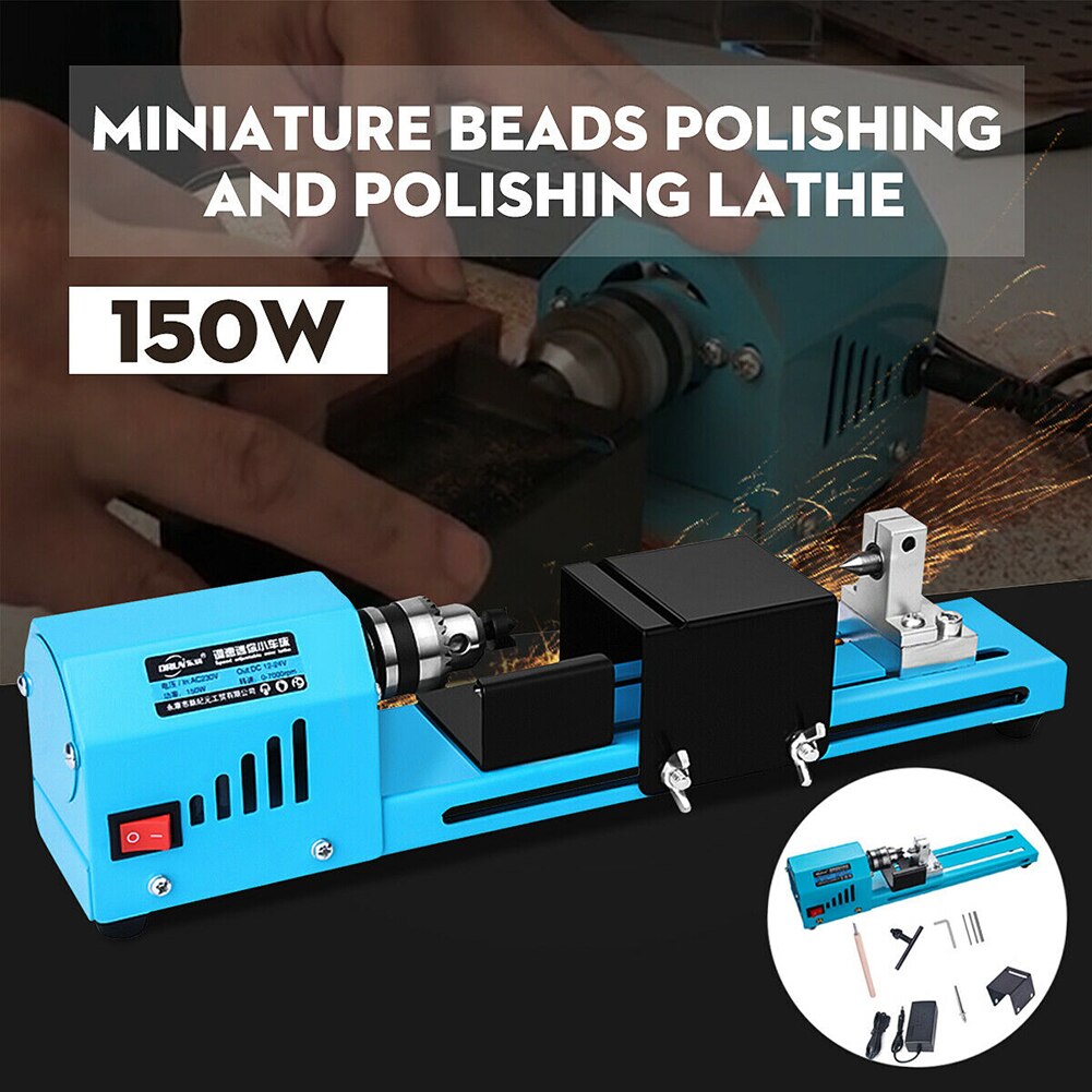 150W Bead Cutting Mini Multifunction Durable Drill Aluminum Alloy Home DIY Wood Lathe Woodworking Machine Tool