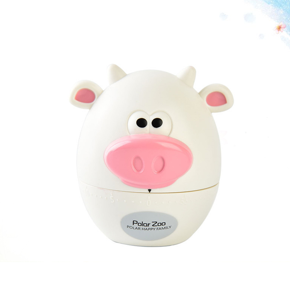 Cute Kitchen Timer for Cooking Cartoon Cow Timers Mechanical Manual Animal Shape Gadgets