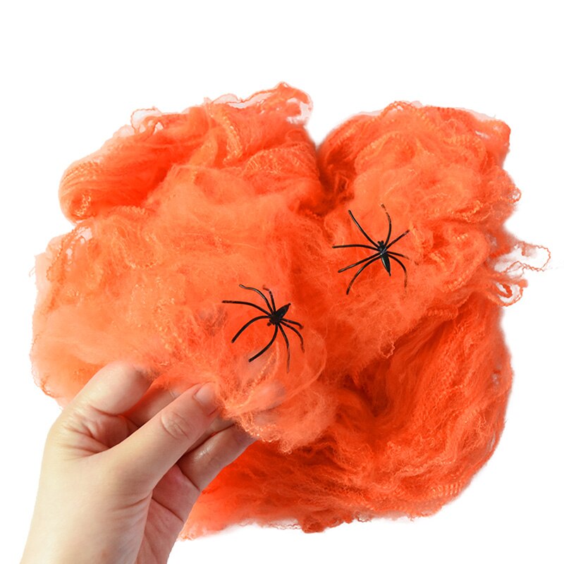 Halloween Scary Party Stretchy Spider Web Spider Haunted House Bar Props for Halloween Party Scene Props Decoration Supplies: orange