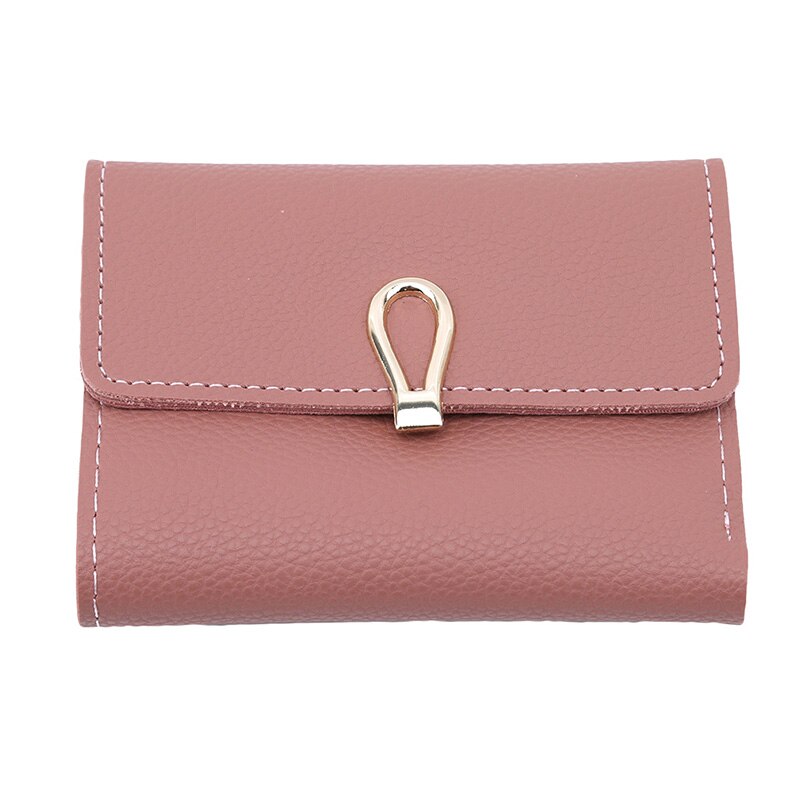 Mini liten veske kvinne kort avsnitt spenne myk kort lommebok vill luksus to sammenleggbare kort pakke reise dame clutch: Dyp rosa