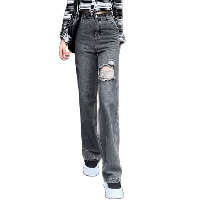 GETADME MEXZT Y2K Ripped Jeans Women High Waist Sexy Removable Hollow Out Denim Wide Leg Pants Streetwear Hip Hop Punk Hole Trousers