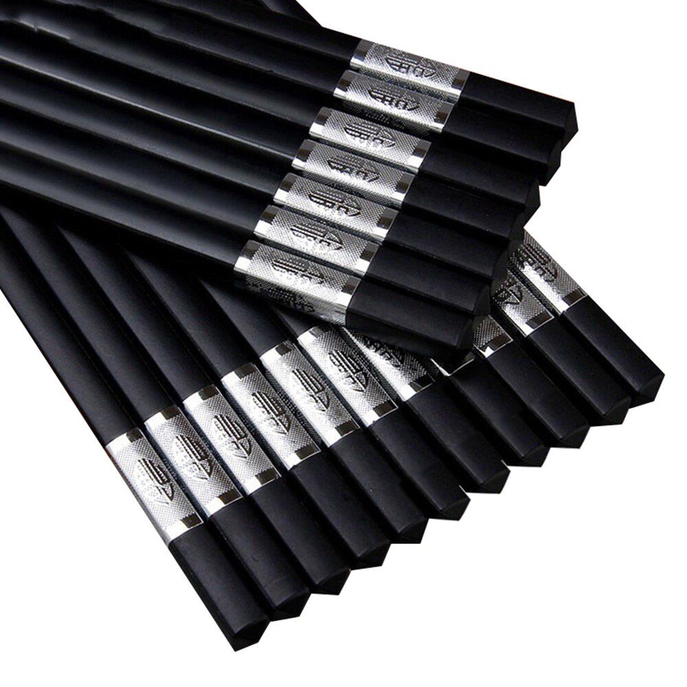 10 Pairs Black Chopstick Set Japanese Chinese Chopstick Food Sushi Sticks Reusable Tableware Pot Chopsticks Palillos Chinos: 10PCS Silver