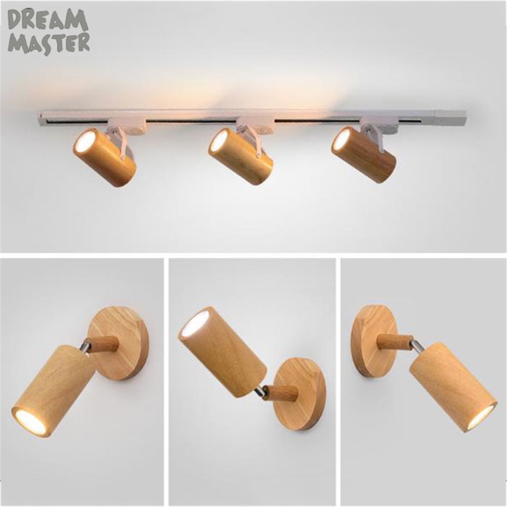 Moderne houten LED Spoor Licht, 5W COB Rail Spots Lamp, leds Tracking Armatuur Verlichting voor Winkel Winkel Mall Tentoonstelling lamp