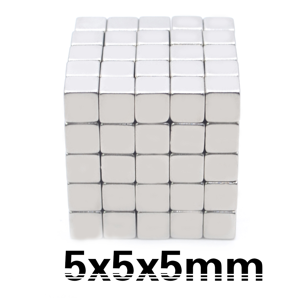 10/20/50pcs Krachtige N35 Neodymium Magneten 5*5*5mm Super Sterke Cuboid Cube dubbele Vernikkeld Zeldzame Aarde Magneten