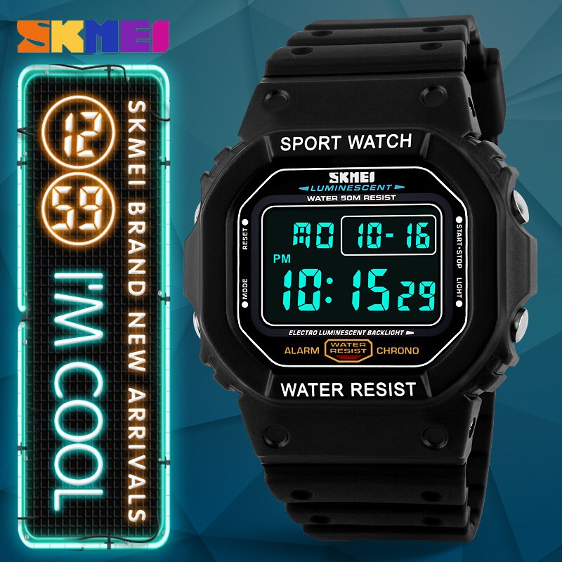 Reloj deportivo Digital SKMEI 1134 para hombre, reloj de pulsera resistente al agua con cronógrafo y alarma para exteriores
