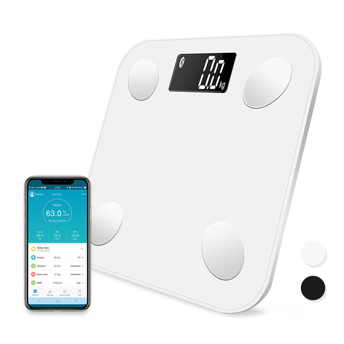 Bluetooth scales floor Body Weight Bathroom Scale Smart Backlit Display Scale Body Weight Body Fat Water Muscle Mass BMI