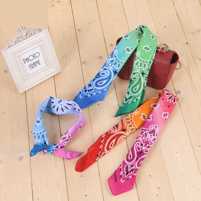 55 x 55cm fazzoletti colorati sfumati in cotone, foulard da donna quadrati, foulard cravatta-tintura con motivo paisley, fazzoletti da collo da donna 1pc