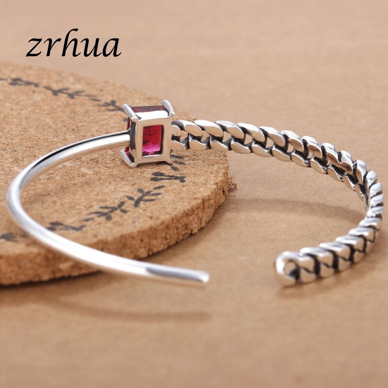 ZRHUA-Pulseras de cristal de Color plateado para mujer, brazaletes de amistad, brazaletes abiertos, estilo, de cumpleaños