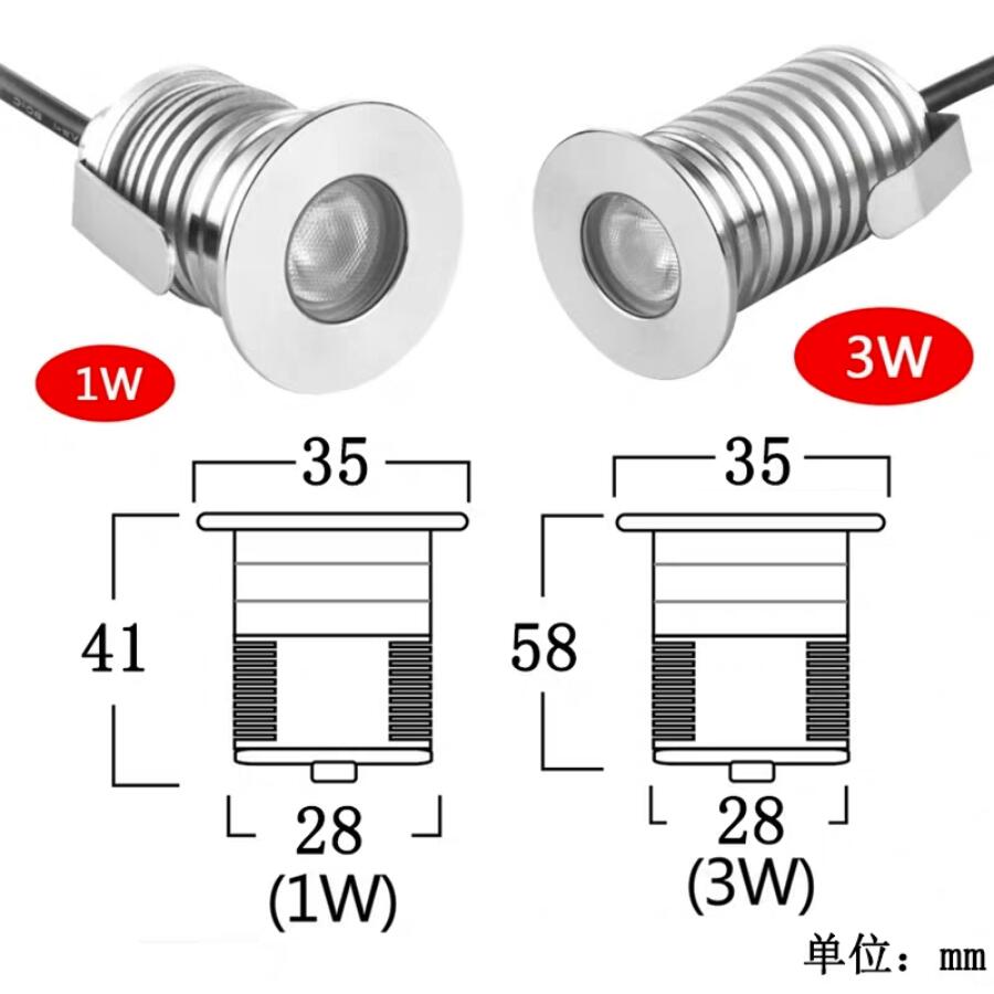 12v 24v ip67 1w 3w led inbouw vloerlamp voor buiten, waterdicht, tuinverlichting onder de grond, led lamp