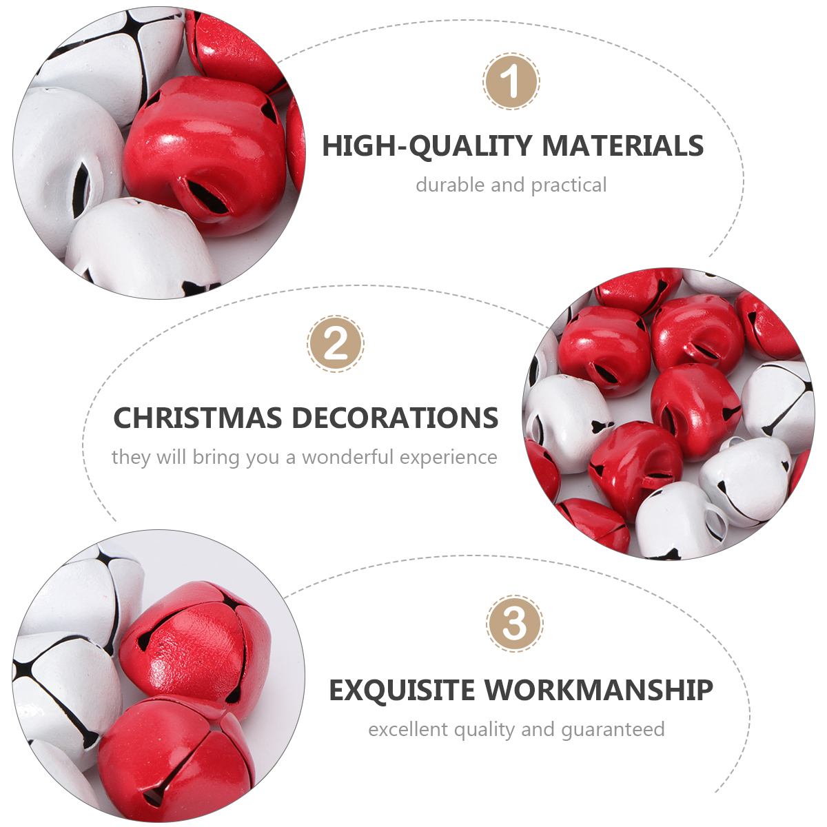 72 Pcs Christmas Bells Small DIY Bell Decorative Bells Bell (Red White)