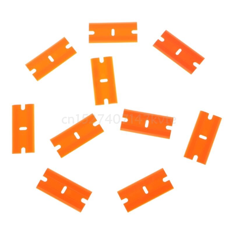 10pcs Double-Edged Plastic Blades Replacement Scraper Window Car Glass Glue Tape Remover Safety Sticker Decals Removal Tool