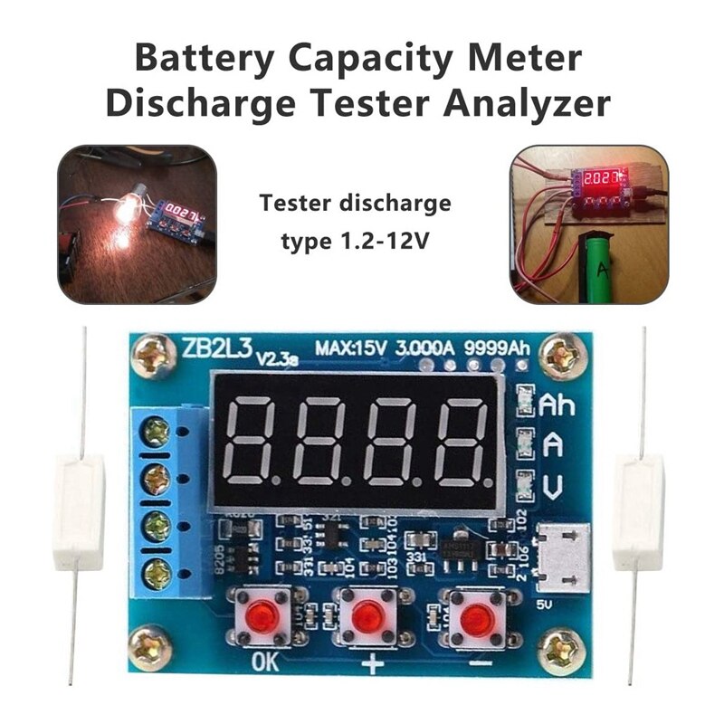 Probador de batería ZB2L3 pantalla Digital LED 18650 batería de litio capacidad de prueba de resistencia de plomo-ácido