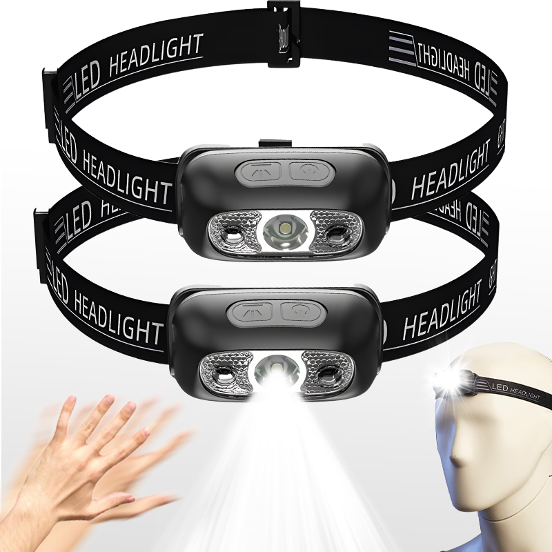 Rechargeable COB LED Headlamp Strong Light Waterproof Induction Headlamp Rechargeable Camping Search Light Head Flashlight