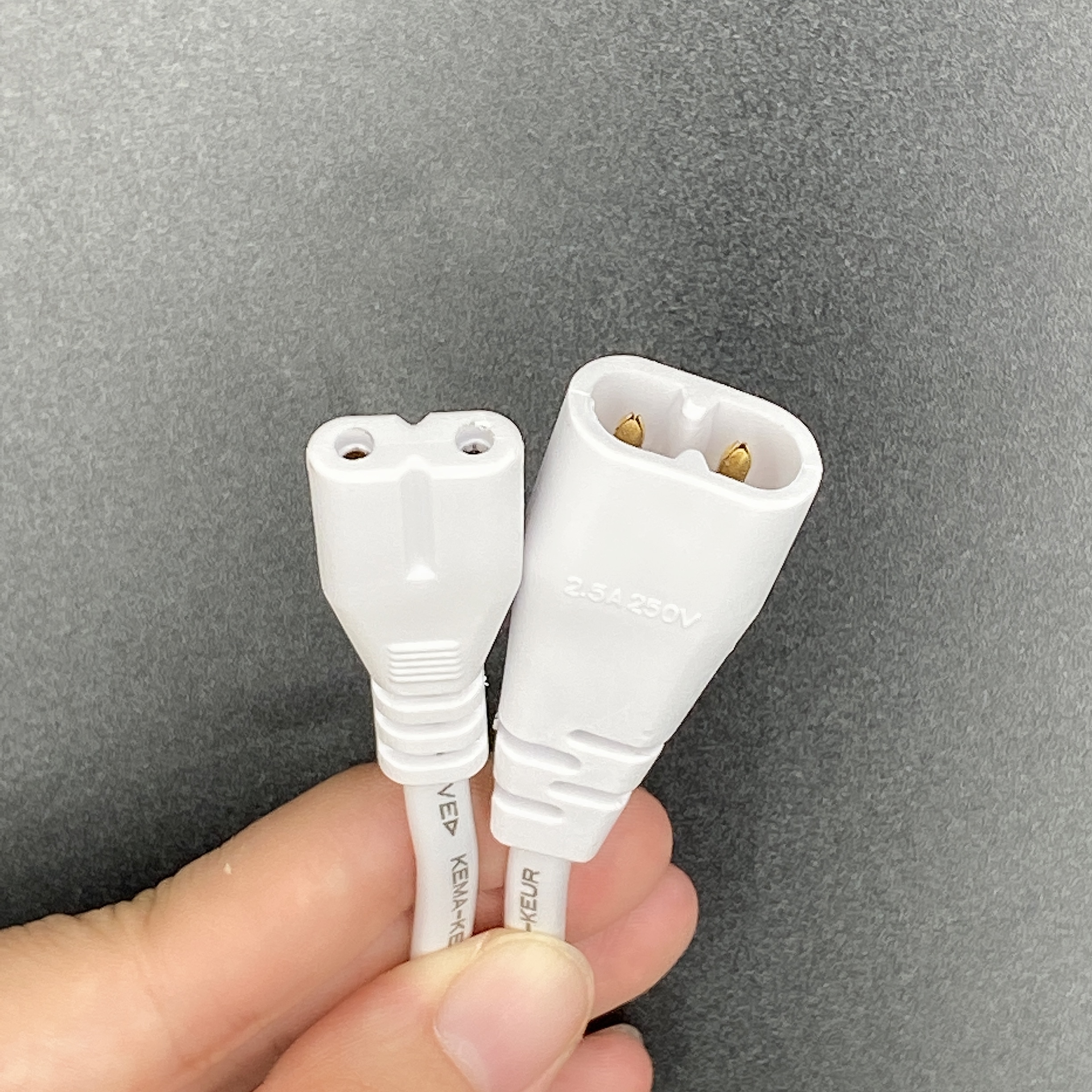 Iec 60320 c8 stik til  c7 stik han til hun forlænger strømforsyning hovedadapterkabel 0.3m hvid farve