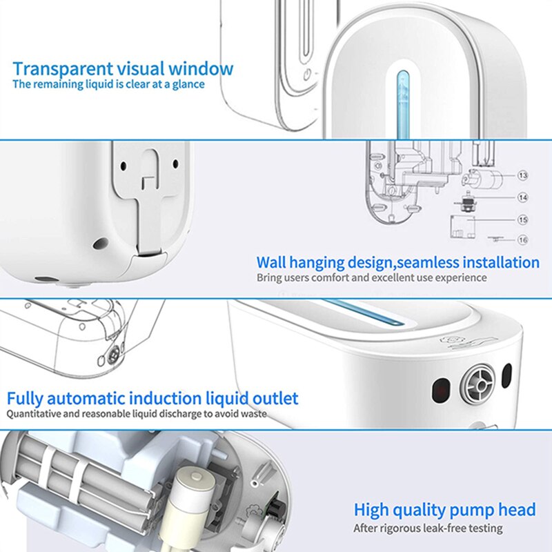 Automatic Touchless Hand Dispenser Wall Mounted, Simple Human Touchless Soap Dispenser for 350Ml Gel/Liquid, Refillable