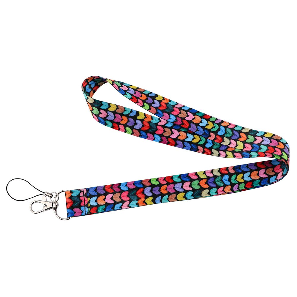 Color Block Love Pattern Print Neck Straps Keychain Lanyard USB ID Card Badge Holder DIY Hanging Rope Webbing Ribbon Accessories