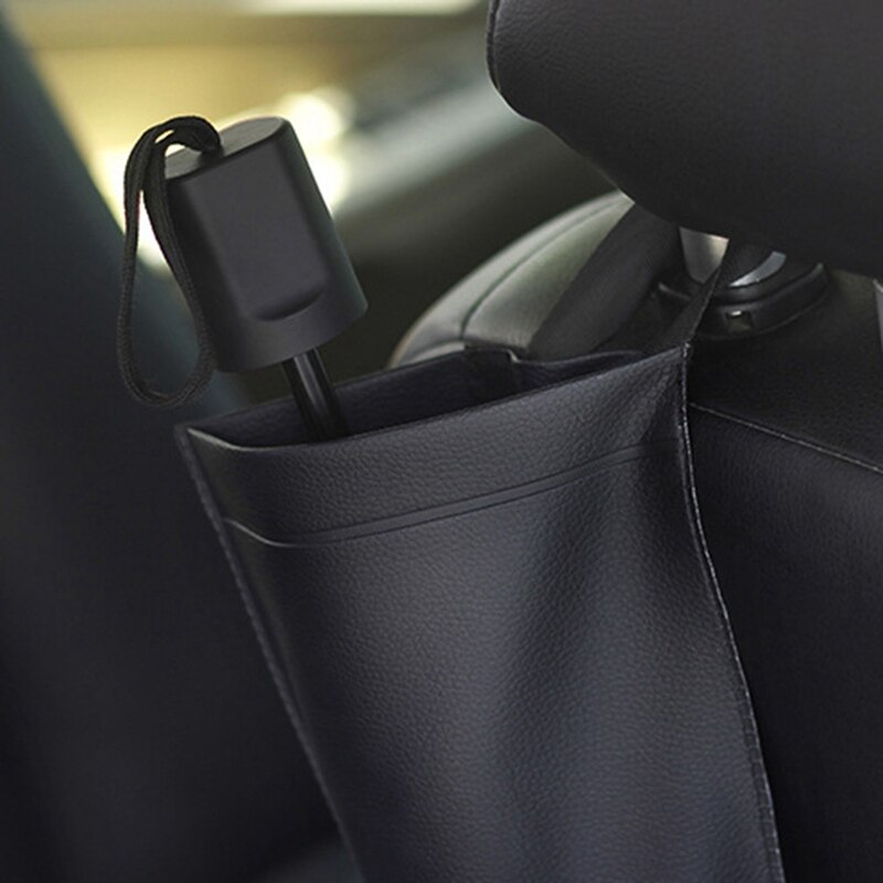 Universel siège de voiture porte-parapluie arrière en cuir PU sac de rangement étanche accessoires Auto pliant longue poignée porte-parapluie