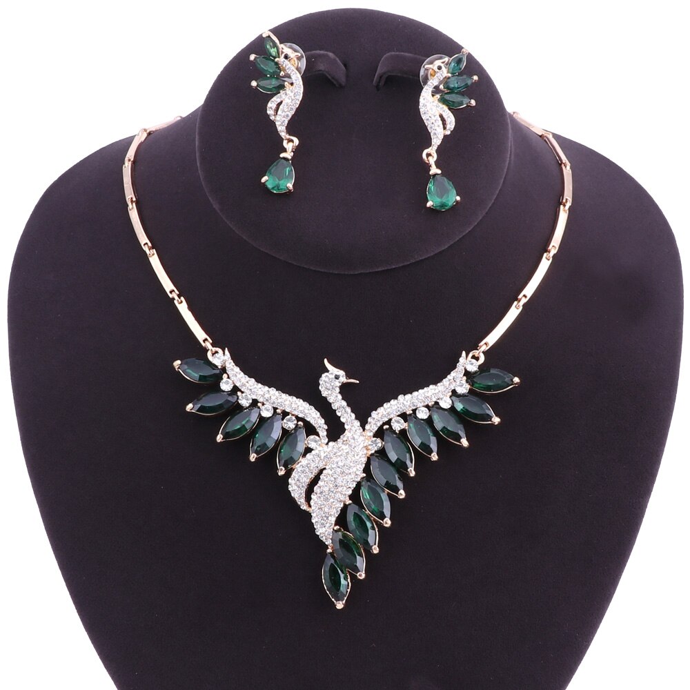 Wedding Bridal Jewelry Sets Peacock Necklace Earrings Set Party Prom Wedding Accessories Decoration