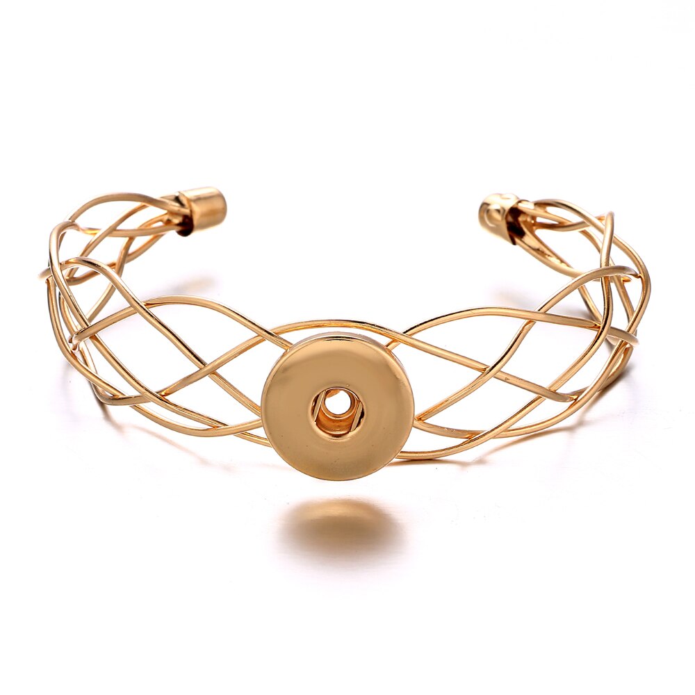 Pulsera de metal con cierre a presión para mujer, brazalete de SG0085, de tipo gasa, 18MM, botones a presión, joyería