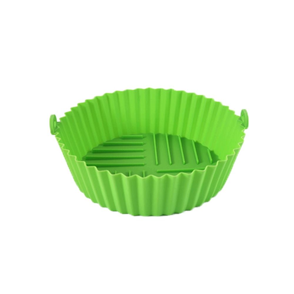 Moule à gâteau réutilisable pour friteuse à air, doublures en silicone antiadhésives, plaque de cuisson en silicone, panier rond pour friteuse à air, four à micro-ondes, 20cm: jaune clair