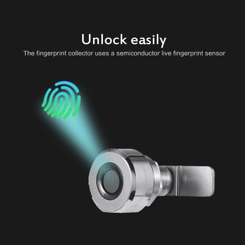 1PC Keyless Mini Fingerprint Cabinet Lock Biometric Electric Lock 20 USERS One-touch Security Smart Lock For Cabinet Drawer Safe