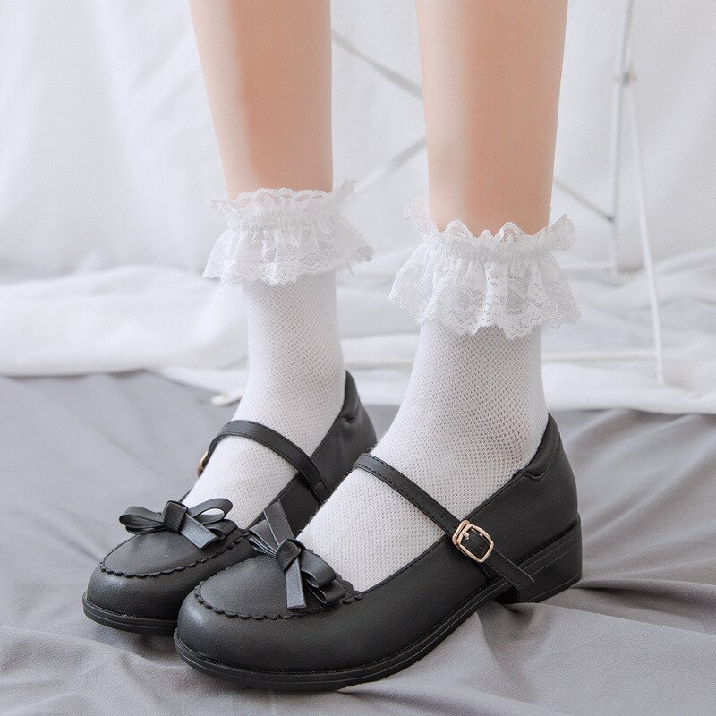 1 Pair Lolita Style Japanese Maiden Lovely Woman Lace Short Socks Summer Sweet Ruffle Cotton Princess Socks