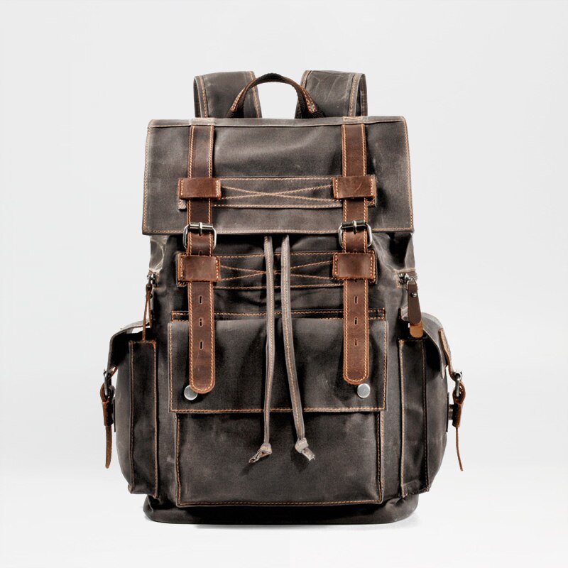 Mochila de lona camuflada vintage masculina, mochila para laptop, mochila de lona impermeável, mochila grande para viagens, escalada