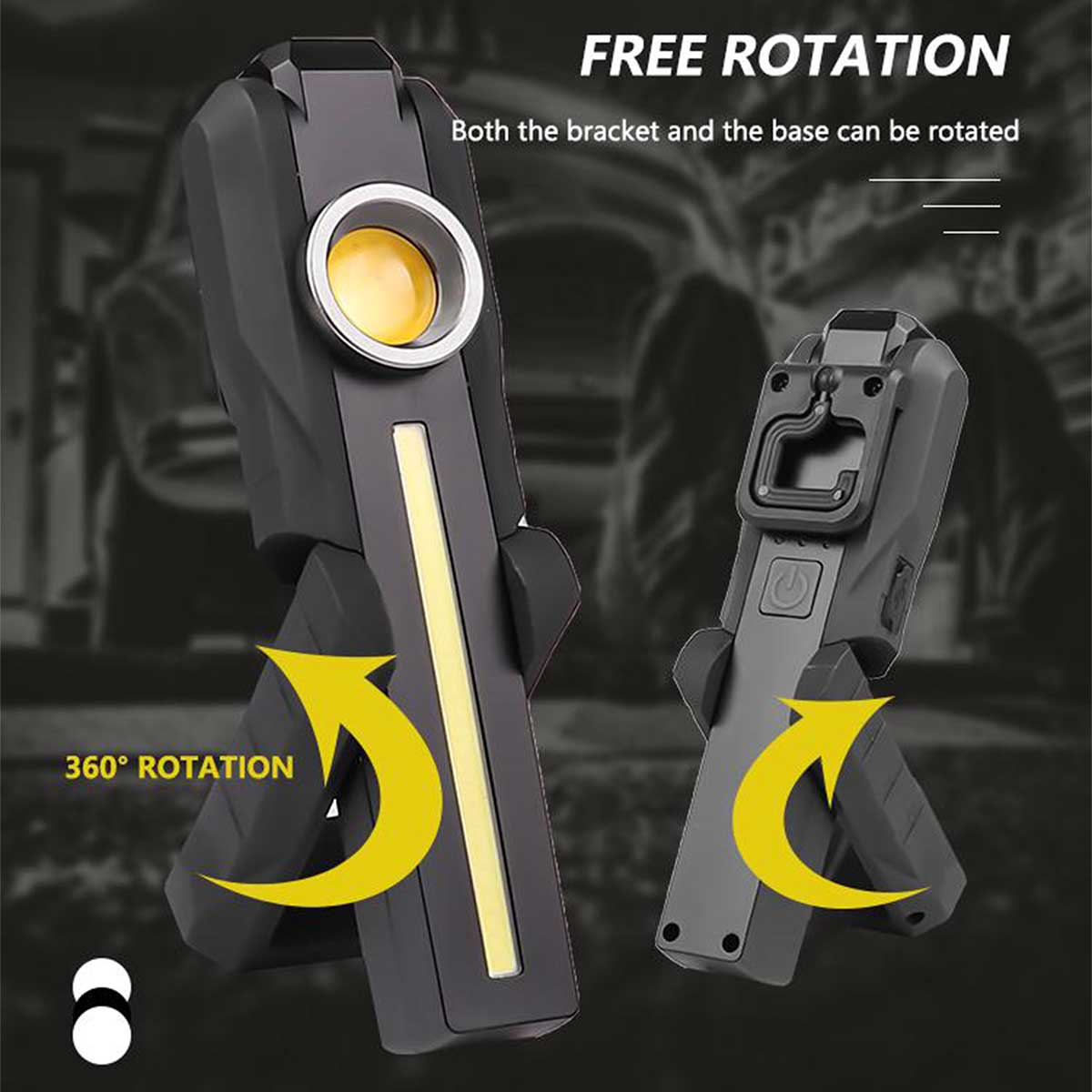 Flashlight Stick Rechargeable LED COB Work Strong Lamp Portable Magnetic Folding USB Charging Handheld Flashlight