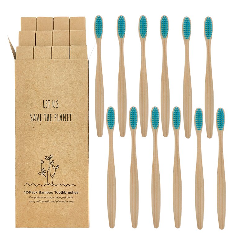 Eco-friendly Bamboo Toothbrush Eco Friendly Wooden Tooth Brush Soft Bristle Tip Charcoal Adults Oral Care Cleaning Teeth Brushes: Lake Blue