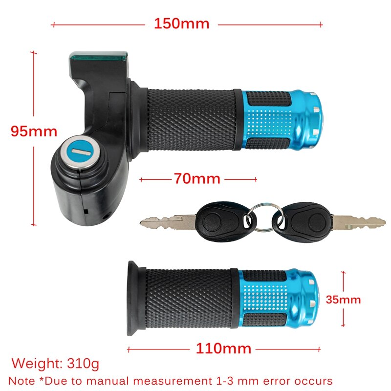 12V-96V E Bike Twist Throttle with Handle for Electric Bike Throttle with LCD Display Indicator Gas Handle Throttle Lock Key