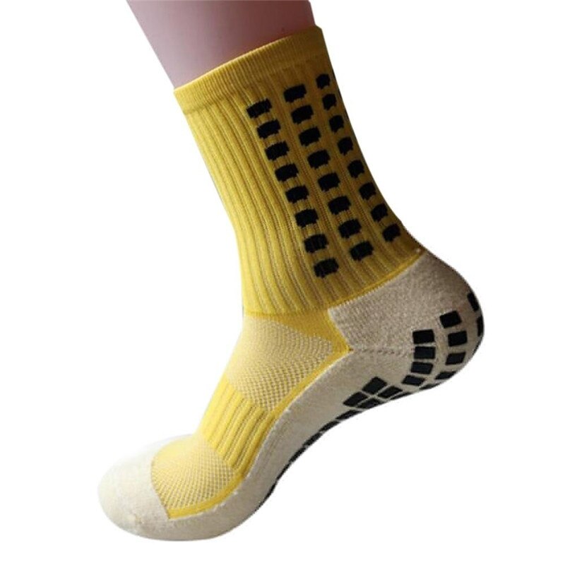 Calcetines antideslizantes de fútbol para hombre, medias de algodón para deportes nuevos, del mismo tipo que el Trusox: yellow