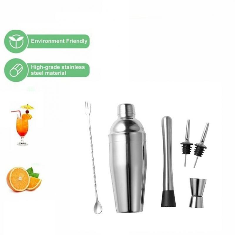 Stainless Steel Cocktail Shaker Set Mixer Wine Martini Boston Shaker Bartender Drink Party Bar Barware Tools Accessories 750ML
