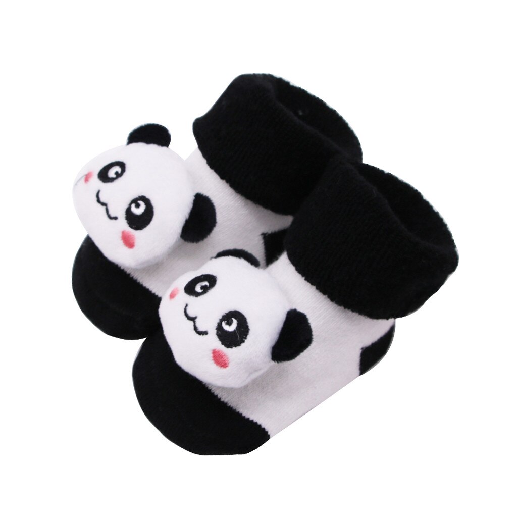 Anti-Slip Sokken Cartoon Bell Sokken Baby Kids Winter Warme Kleur Sok Baby Baby 3D Cartoon Sokken Pasgeboren Katoen jongens Meisjes: Black 