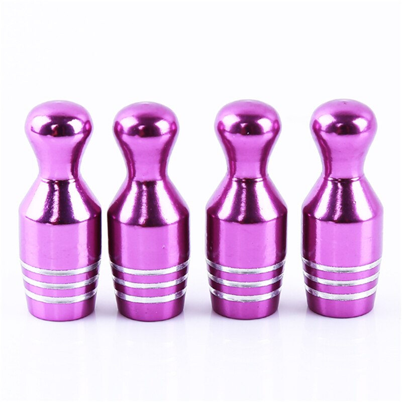 4 stk aluminium bullet bil lastebil deksel bowling dekk felg ventil hjulstamme caps bil-styling dekk cap: Lilla
