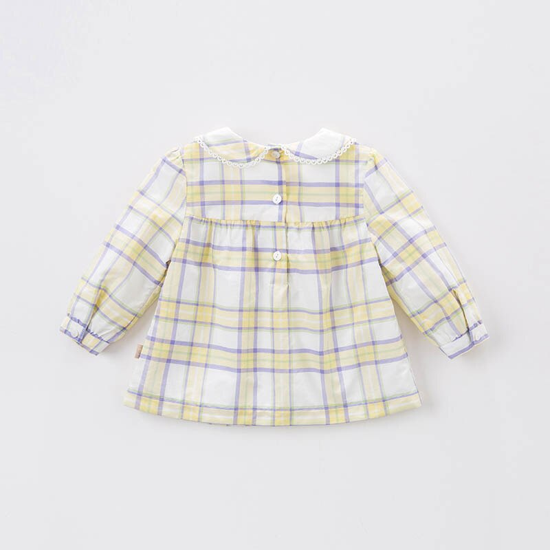 Dba 6620 dave bella spring baby piger gul plaid skjorte børn bomuld lolita toppe børn bluser