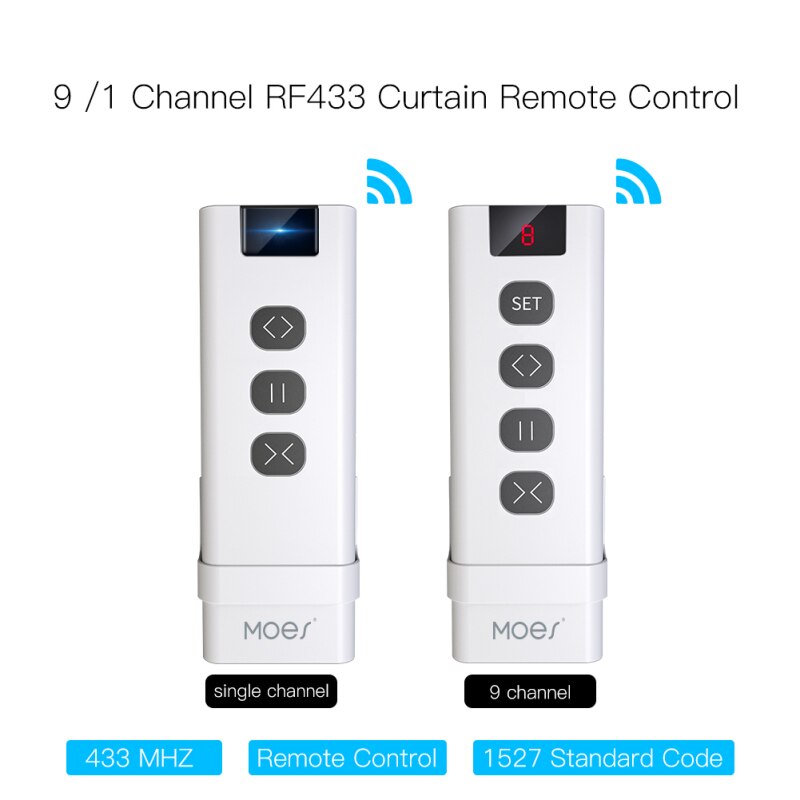 9 Channel RF433 Remote Control For WiFi Curtain Switch RF Roller Blinds Module Battery Powered Curtain Accessories Emitter: 2pcs