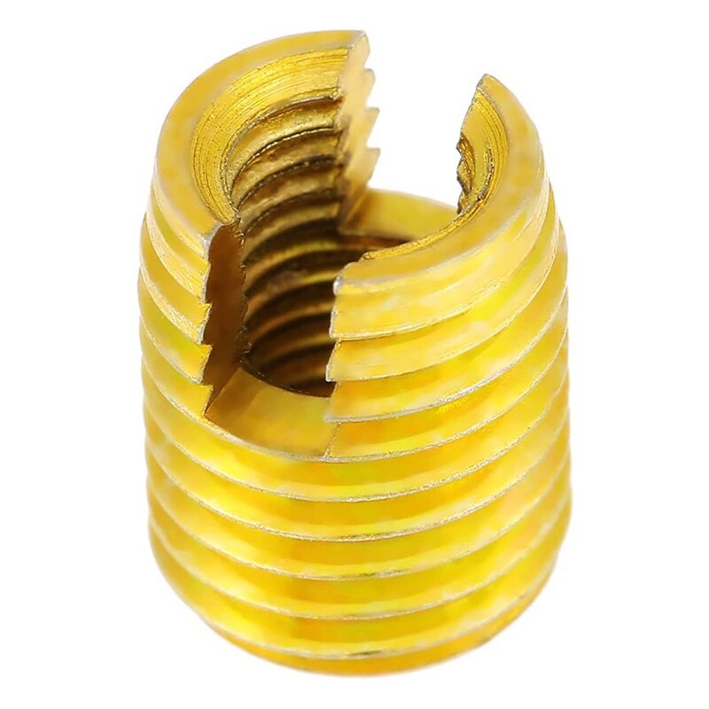 10Pcs M8 x M5 x 10mm Self Tapping Insert Nuts 302 Internal Threads Screw Bushing for Thread Repairing Golden