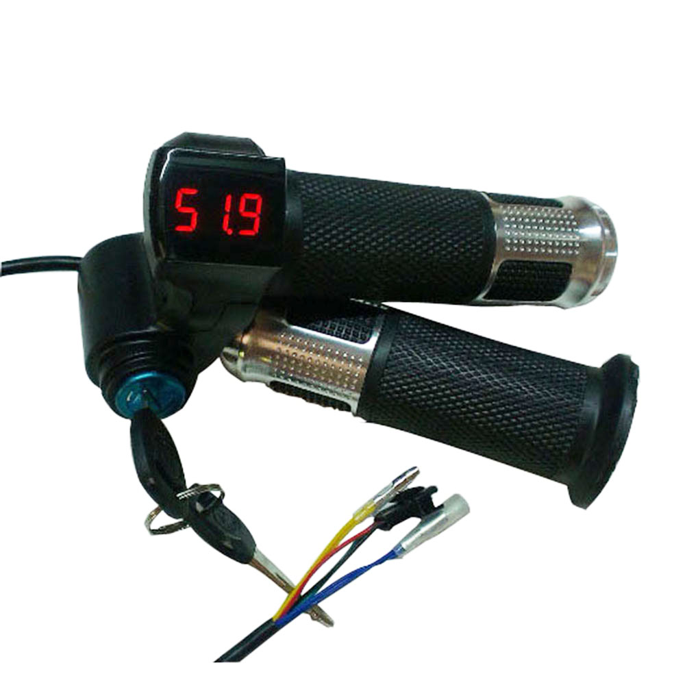 Bicicleta elétrica/scooter/e-bike torção acelerador tensão universal com bateria de energia display lcd interruptor guiador apertos: vinho