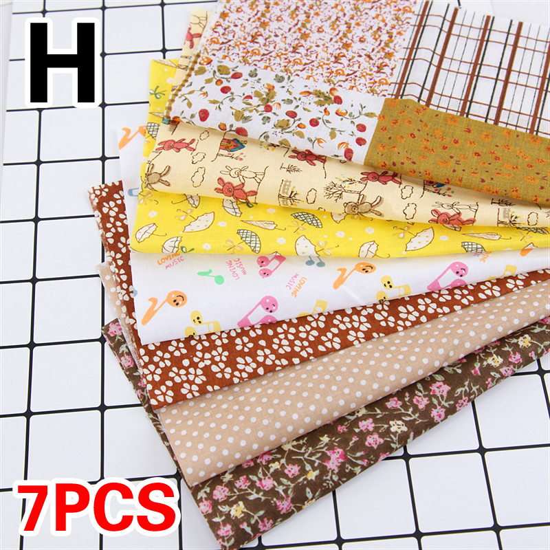 7 unids/set 25*25cm tela de algodón bricolaje surtidos cuadrados Pre-corte de colcha cuartos paquete Floral lattice rayas patrones geométricos