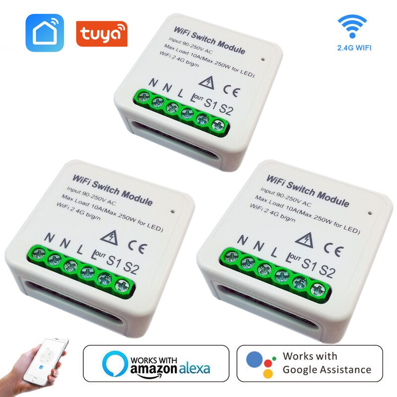 Tuya/Smart Leven App Wifi Schakelaar Module Universele Wifi Breaker Diy Wifi Smart Lichtschakelaar Smart Home Werken Met alexa Google Thuis: 3pcs