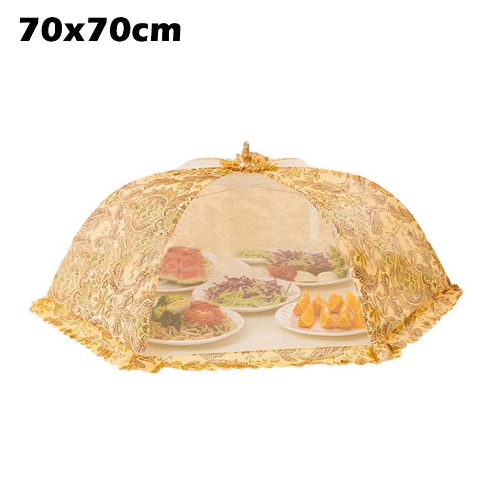 Foldable Food Covers Anti Fly Mosquito Breathable Dining Table Mesh Cover Dustproof Vegetable Cover Umbrella: Silver