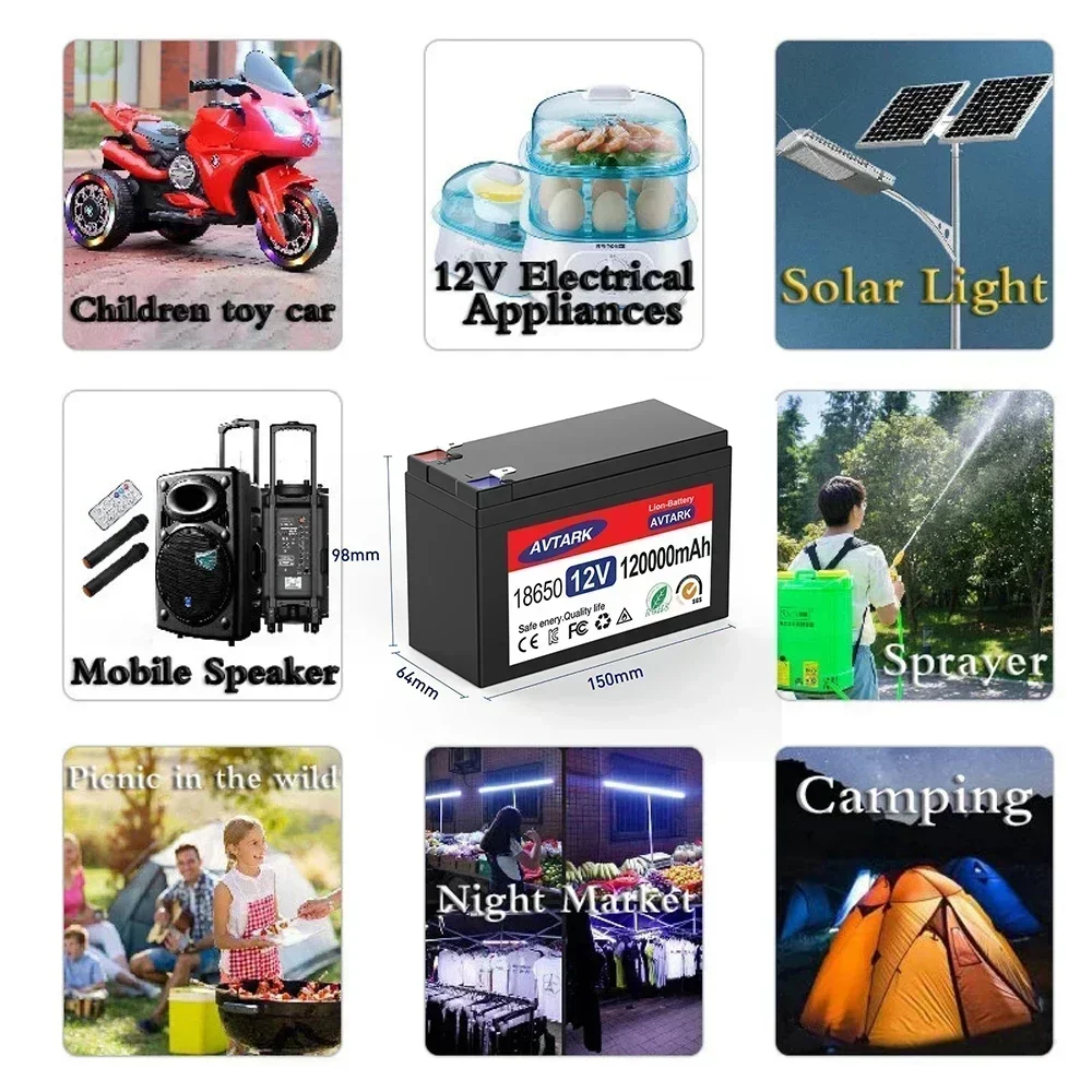 NEUE Neue 12V 45Ah 50Ah 100Ah 120Ah Lithium-Batterie Pack Lithium-Eisen Phosphat Batterien Integrierte BMS Für Solar- Stiefel + 12,6 V Ladung