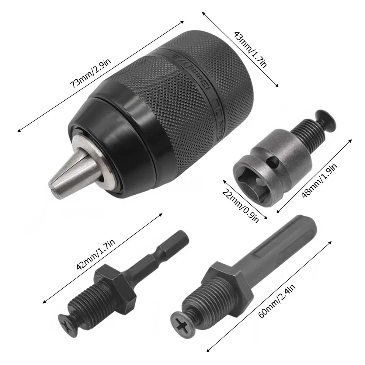 1/2-20UNF 1.5-13mm Keyless Drill Chuck Quick Change Drill Bit Adapter &amp; 1/2 Converter 13mm Round Hexagonal Handle Connecting Rod: Default Title
